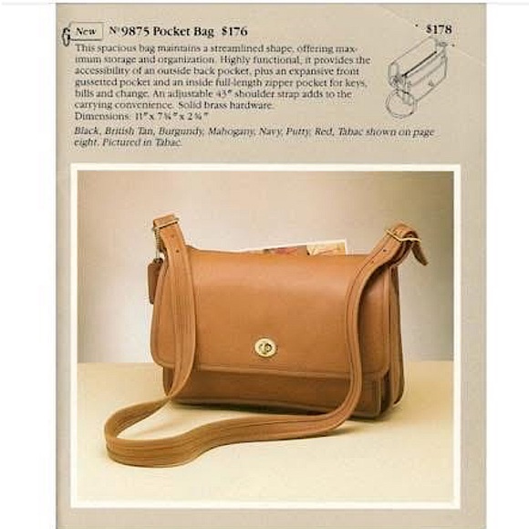 COACH 9875 Vintage Pocket Bag Putty Tan Leather Shoulder Bag or Crossbody - Picture 3 of 17